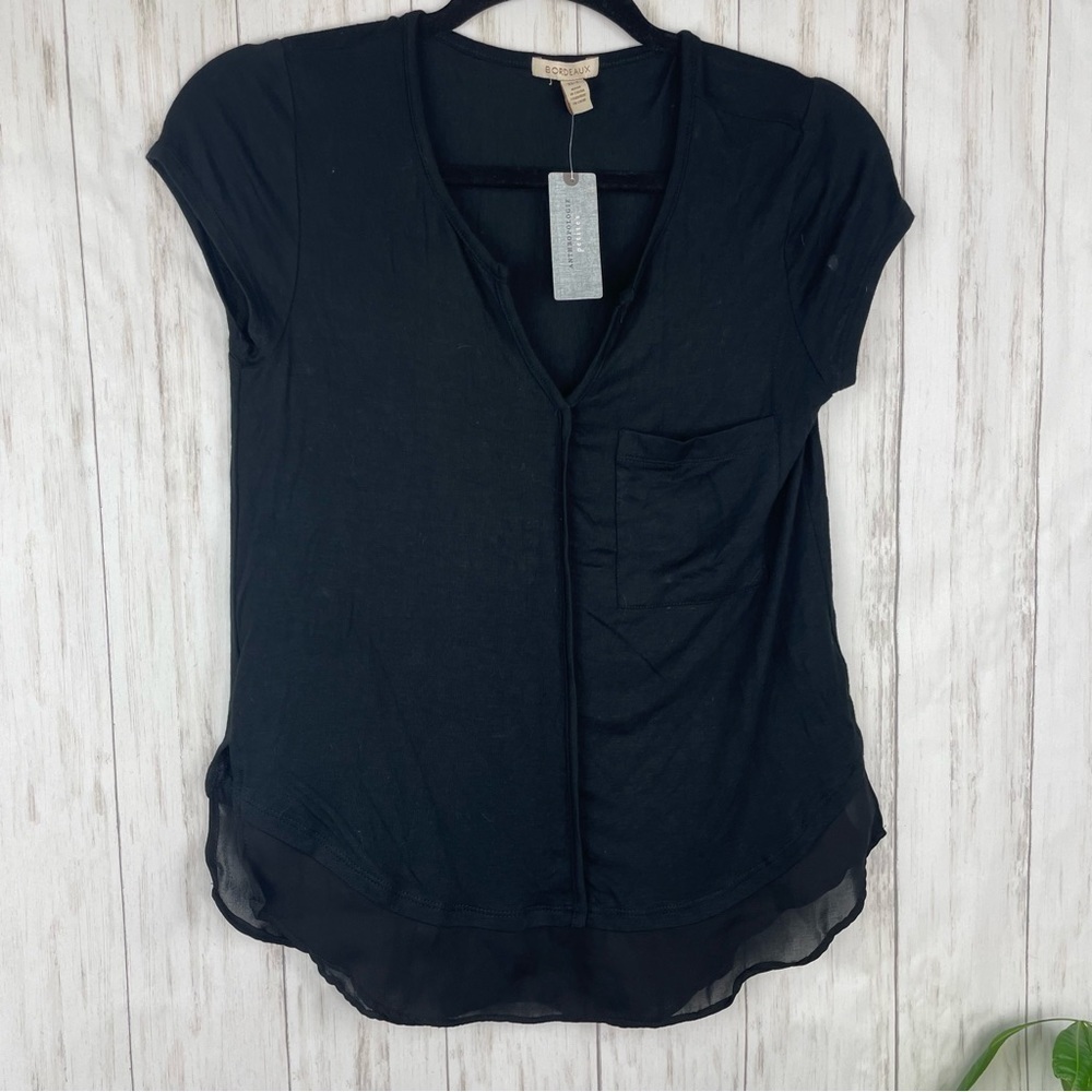 Anthropologie NWT Bordeaux black blouse